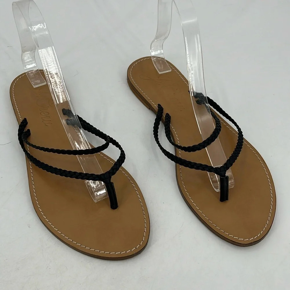 J. Crew Capri Braided Strap Flip Flop Sandals in Black - Size 10